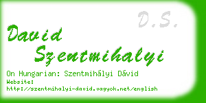 david szentmihalyi business card