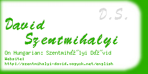 david szentmihalyi business card